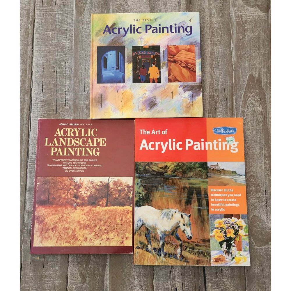 Set‎ Of 3 Acrylic Painting Art Books Landscape Hardcover Softcover Educational